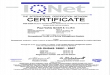 Stinger System OHSAS Certificate 18001:1999 (设备部)