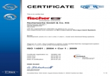 Anchor System Certificate ISO 14001 (工程部)